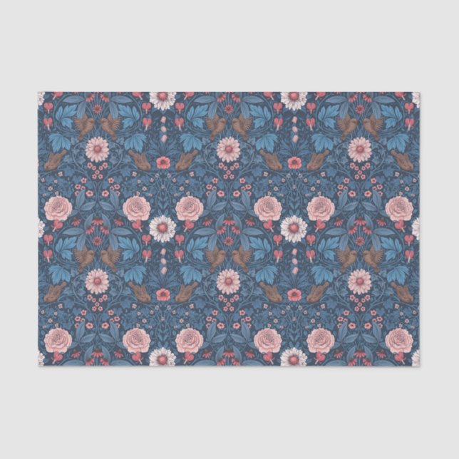 Papel De Seda Jardim selvagem em azul (Frente )