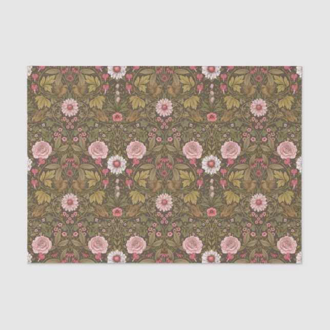 Papel De Seda Jardim selvagem em café marrom (Frente )