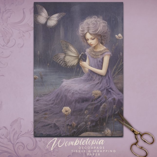 Papel De Seda Jardim Whimsical de Lavandas de vindima, desligame (Criador carregado)