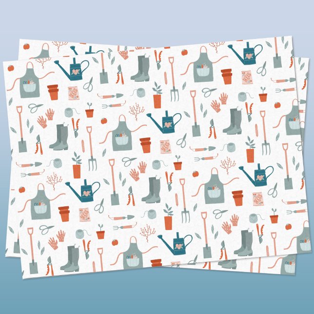 Papel De Seda Jardinagem Divertida (Fun gardening themed tissue paper)