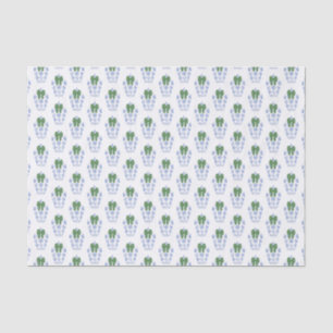 Papel De Seda Jarra de Gengibre com Fita Verde em Aquarela Chic