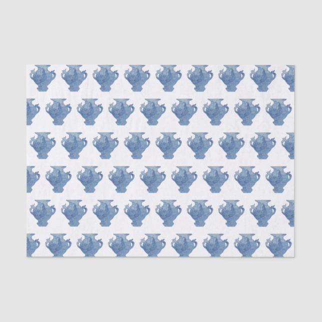 Papel De Seda Jarras de gengibre Blue Willow Chinoiserie   (Frente )