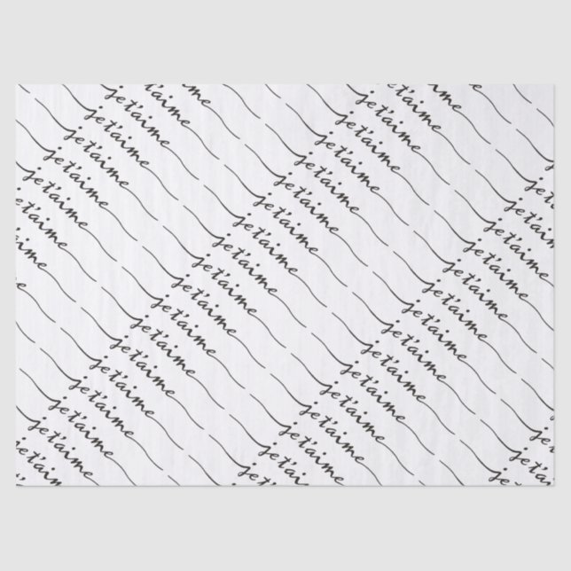 Papel De Seda je t'aime - Eu te amo em francês - negro (Frente )