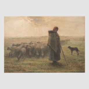 Papel De Seda Jean-Francois Millet - Shepherdess e Flock 1865