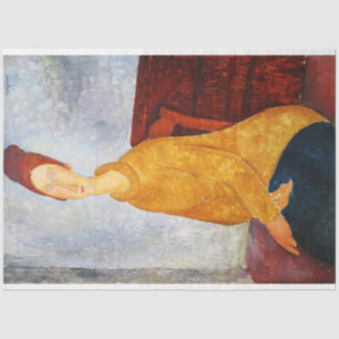 Papel De Seda Jeanne Hebuterne em Suéter Amarelo, Modigliani