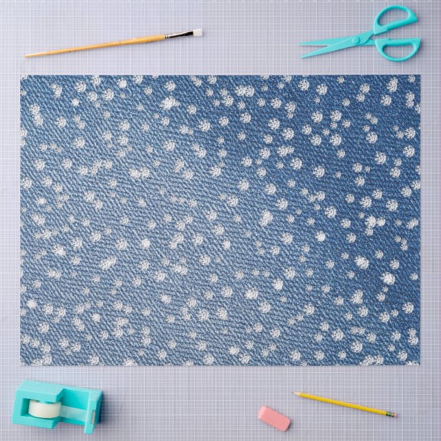 Papel De Seda Jeans Azuis de Brim Diamante  (Arte )