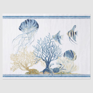 Papel De Seda Jelly Fish Blue n White
