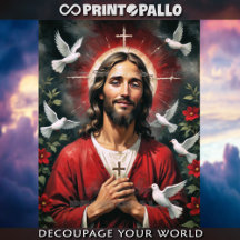 Jesus Cristo com Cruz Sagrada e Pombas