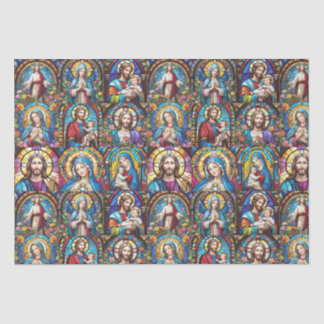 Papel De Seda Jesus Cristo Mary & Joseph Christian StainGlass