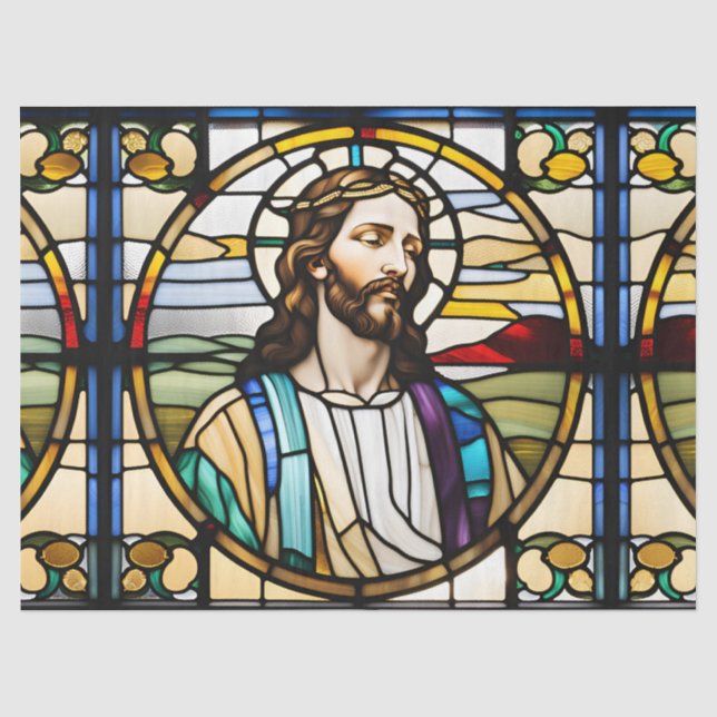 Papel De Seda  Jesus de Vidro Pintado Falso para Artesanato de D (Frente )
