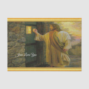 Papel De Seda Jesus em sua porta com um design da folha de ouro