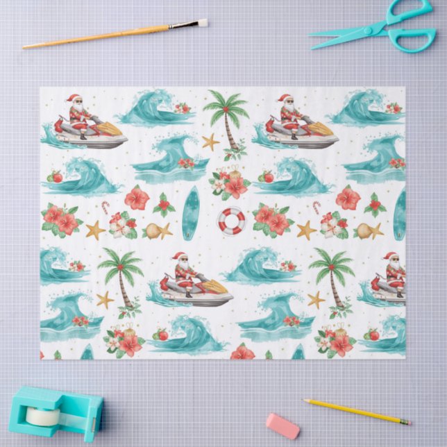 Papel De Seda Jet Ski Christmas Holiday with Santa Claus (Arte )