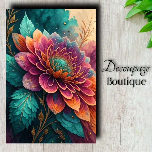 Papel De Seda Jewel Dahlia Decoupage (Jewel Dahlia Decoupage Tissue Paper)