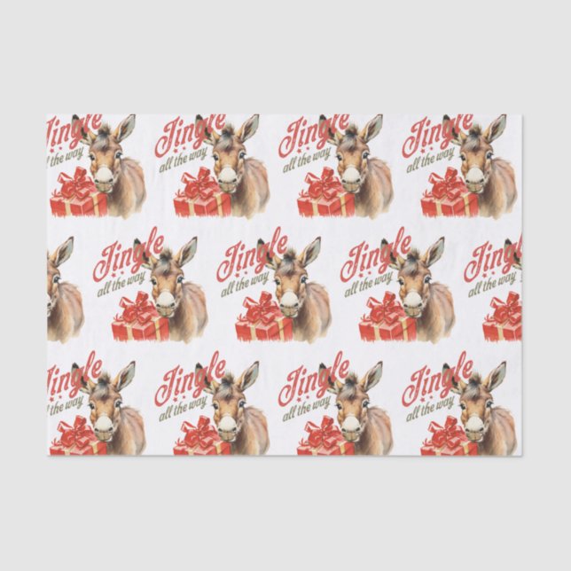Papel De Seda Jingle All Way Fazenda de Natal Donkey (Frente )