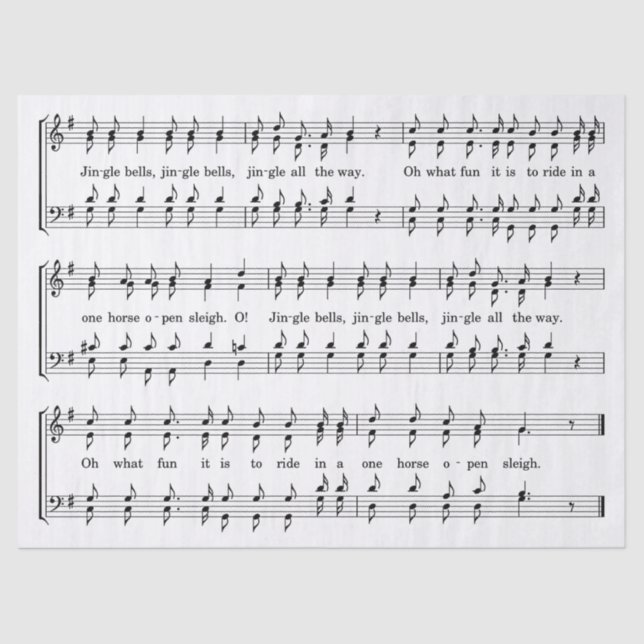 Papel De Seda jingle bells folha de música lenço (Frente )