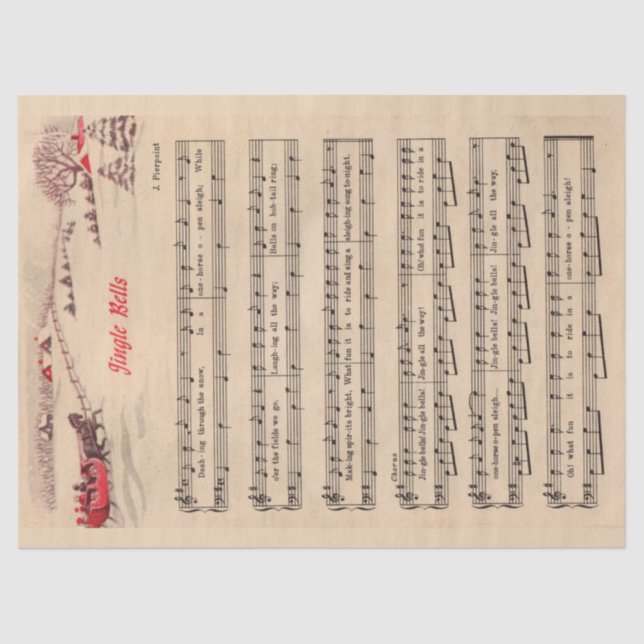 Papel De Seda Jingle Bells - Folha de Natal (Frente )