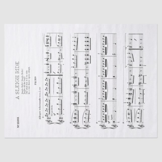 Papel De Seda Jingle Bells Music Holiday Tissue Decoupage Paper (Frente )