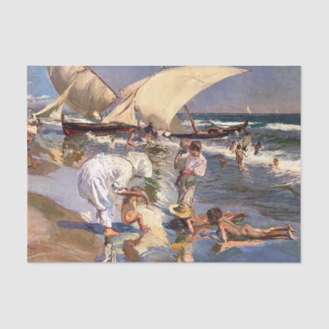 Papel De Seda Joaquin Sorolla - Praia de Valencia pela Luz da Ma (Frente )