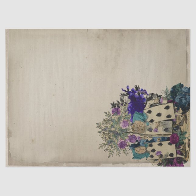 Papel De Seda Jogando Cartões e Flores Alice no País das Maravil (Frente )