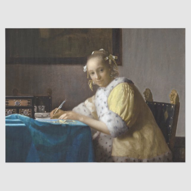 Papel De Seda Johannes Vermeer - A Lady escrevendo uma Carta (Frente )