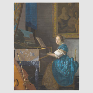 Papel De Seda Johannes Vermeer - Lady Sentada em uma Virgem