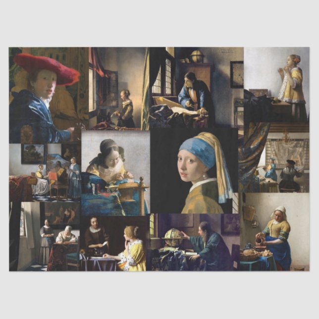 Papel De Seda Johannes Vermeer - Patchwork de obras-primas (Frente )