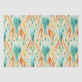 Papel De Seda Joia Abstrata Turquesa Tangerina