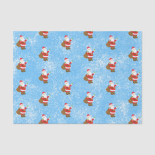 Papel De Seda Jolly Ole Santo Nick Blue Sponge Neve