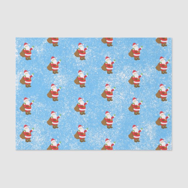 Papel De Seda Jolly Ole Santo Nick Blue Sponge Neve (Frente )