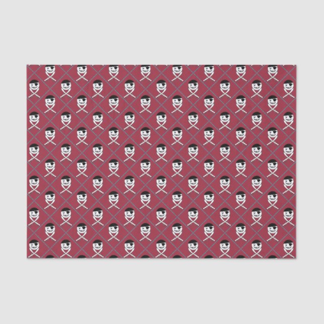 Papel De Seda Jolly Roger sobre fundo vermelho com turquesa (Frente )