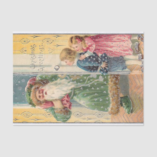 Papel De Seda Jolly Victorian Padre Natal com Crianças (Frente )