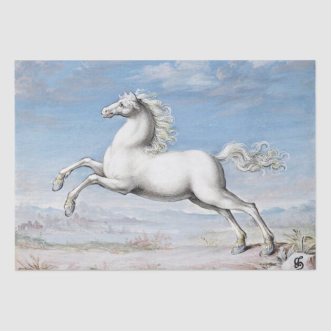 Papel De Seda Joris Hoefnagel| Cavalo branco - 1552 e 1601 (Frente )