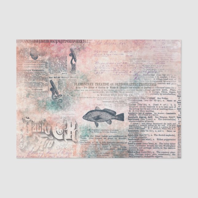 Papel De Seda Jornal Antiquado de Vintagem Rosa de Desvinculação (Frente )