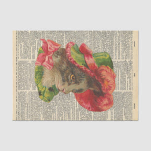 Papel De Seda Jornal Vintage com Desligamento de Chapéu Vestido
