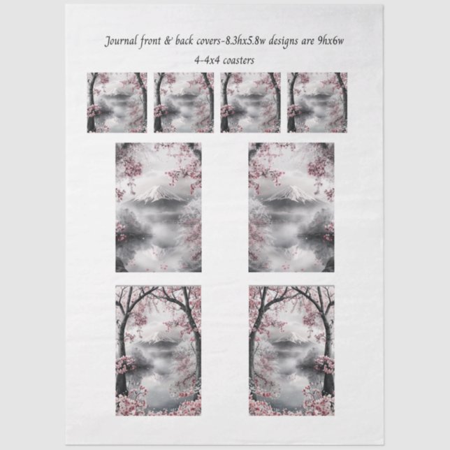 Papel De Seda Journal Covers Mount Fuji Cherry Blossom Coasters  (Frente )