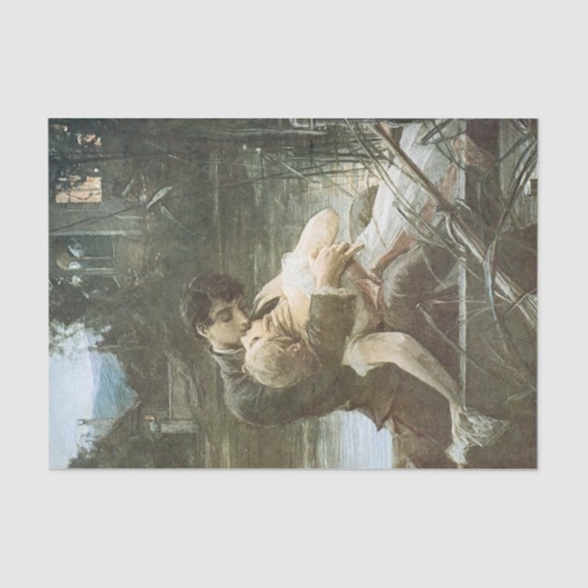 Papel De Seda Jovem Casal Apaixonado (Beijo num Barco) (Romance) (Frente )