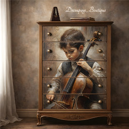 Papel De Seda Jovem Decoupage Cellist