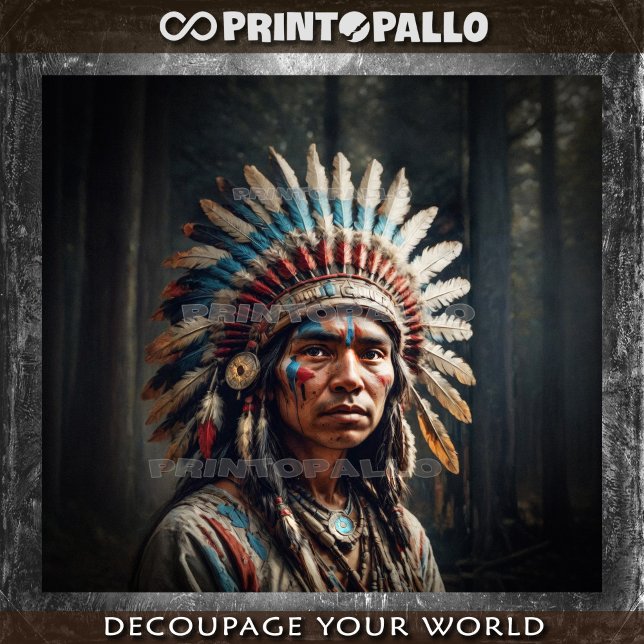 Papel De Seda Jovem índio nativo americano em trajes tradicionai (Criador carregado)