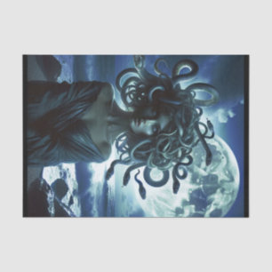 Papel De Seda Jovem Medusa Bonita sob a Lua e o Oceano