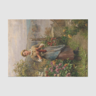Papel De Seda Jovem Mulher Tecendo de Daniel Ridgway Knight