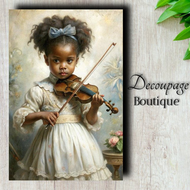 Papel De Seda Jovem Violinista Desaparece (Young Violinist Girl Decoupage Tissue Paper)