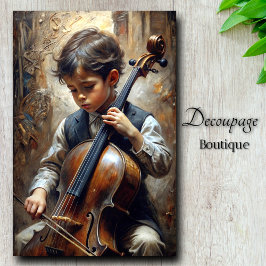 Papel De Seda Jovem Violoncelista Decoupage