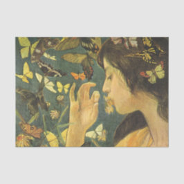 Papel De Seda Jovens asiáticas com belas borboletas