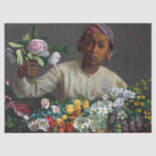 Papel De Seda Jovens mulheres com peônias por Frederic Bazille