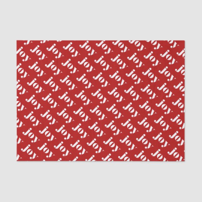 Papel De Seda JOY Bold Typografia Red Pattern Moderno Natal (Frente )
