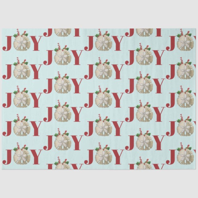 Papel De Seda Joy Christmas Sand Dollar Holly Berries Coastal (Frente )