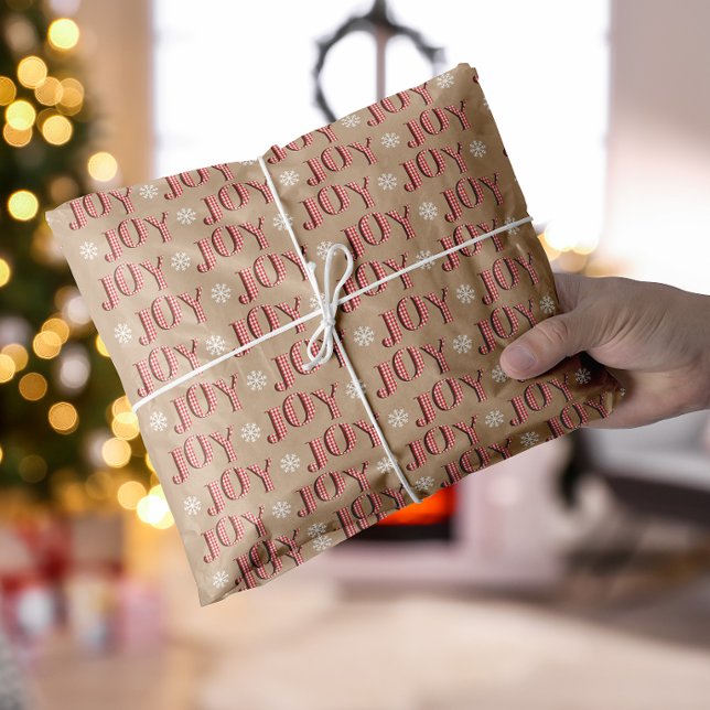 Papel De Seda Joy Red e Beige Natal (Joy red and beige Christmas Tissue Paper)