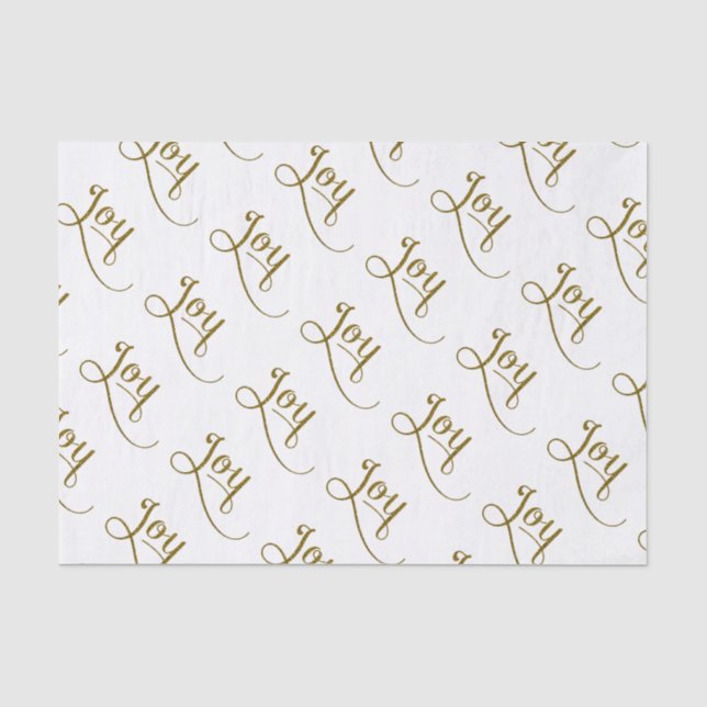 Papel De Seda Joy Script Dourado Glitter (Frente )