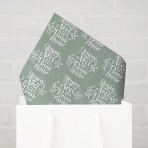 Papel De Seda Joyeux Noël et Bonne Année Sage Green Christmas