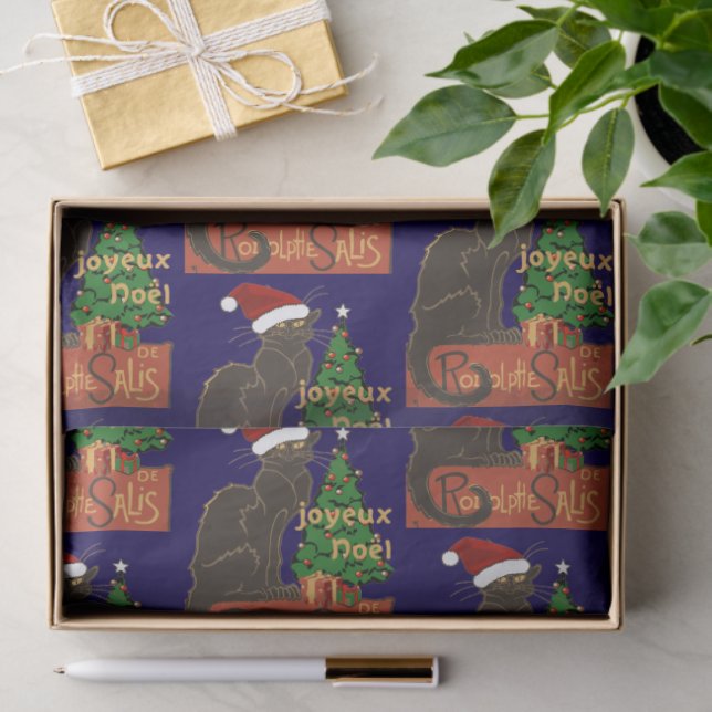 Papel De Seda Joyeux Noel Le Chat Noir Spoof With Yule Tree (Presente)